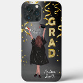 Proud Girl Graduate Black and Gold Moderne Custom Case-Mate iPhone Hülle (Rückseite)