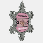 Proud Godmother Pink Retro Photo Schneeflocken Zinn-Ornament (Links)