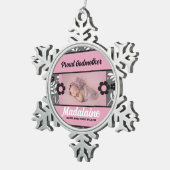 Proud Godmother Pink Retro Photo Schneeflocken Zinn-Ornament (Rechts)