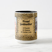Proud Godmutter Cheetah Animal Print Baby Fotos Zweifarbige Tasse (Mittel)