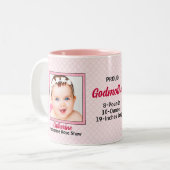 Proud Godmutter Pink Gingham 2 Foto Zweifarbige Tasse (Vorderseite Links)