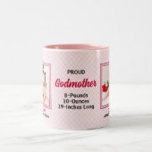 Proud Godmutter Pink Gingham 2 Foto Zweifarbige Tasse (Mittel)