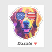 Proud Golden Retriever American Flag Sonnenbrille Aufkleber (Blatt)