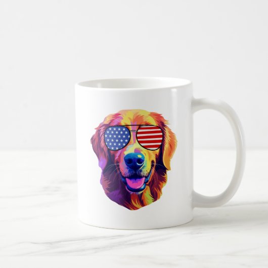 Proud Golden Retriever American Flag Sonnenbrille Kaffeetasse (Rechts)