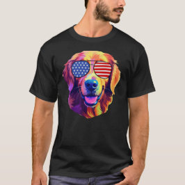 Proud Golden Retriever American Flag Sonnenbrille T-Shirt