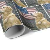 Proud Golden Retriever With American Flag Geschenkpapier (Rolleneckpunkt)