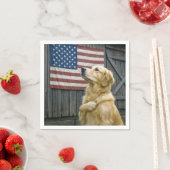 Proud Golden Retriever With American Flag Serviette (Beispiel)