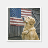 Proud Golden Retriever With American Flag Serviette (Vorderseite)