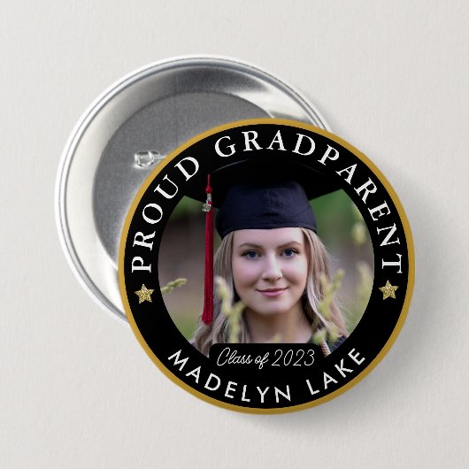 Proud GRADParent Foto 2023 Abschluss Button (Vorne & Hinten)