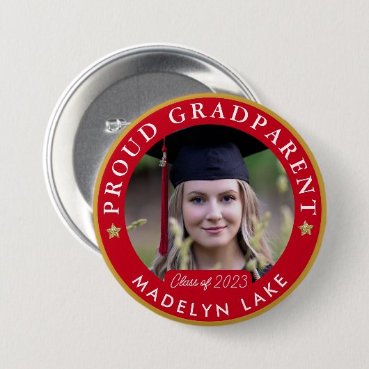 Proud GRADParent Foto 2023 Abschluss Button (Vorne & Hinten)