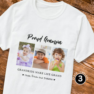 Proud Grampa Grandkids Make Life Grand 3 Foto T-Shirt