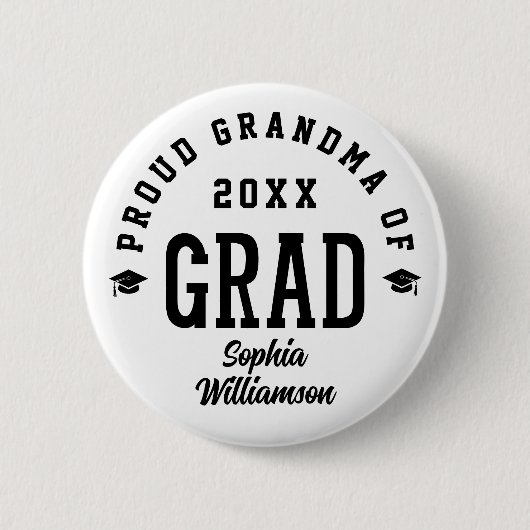 Proud Grandma Grad Varsity Typography Graduation Button (Vorderseite)