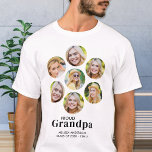 Proud GRANDMPA Custom 7 Foto Collage Abschluss T-Shirt<br><div class="desc">Herzlichen Glückwunsch zu Ihrem Enkelkind's Abschluss! Als stolzer Großvater verdienen Sie es, Ihre Liebe und Unterstützung mit einem personalisierten T - Shirt zu zeigen. Dieses Retro-moderne Design verfügt über eine Collage aus Foto, in der sieben Ihrer liebsten Erinnerungen mit Ihrem Absolvent gezeigt werden. Dieses Shirt ist für alle Senioren, die...</div>