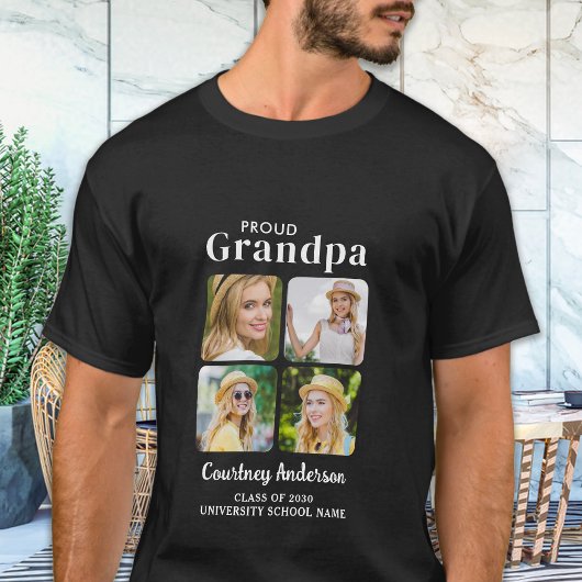 Proud GRANDMPA Modernes 4 Foto Abschluss T-Shirt