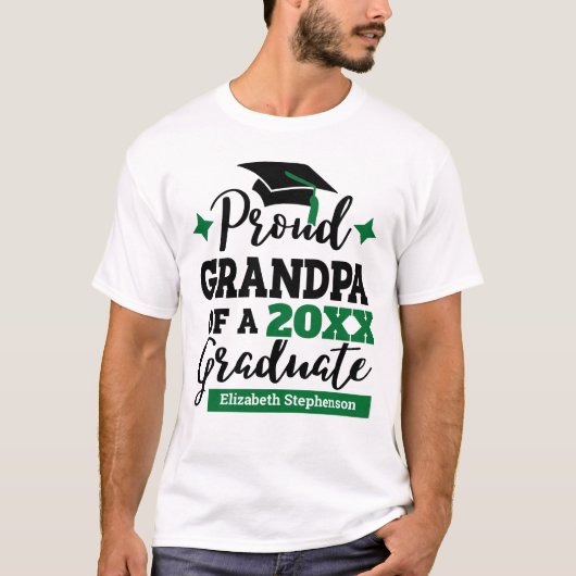 Proud Grandpa 2022 Absolvent schwarzen grünen Cap T-Shirt (Vorderseite)
