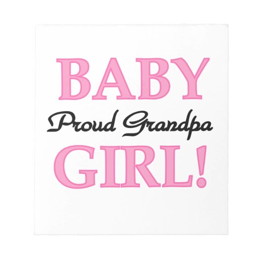 Proud Grandpa Baby Girl Geschenke Notizblock (Vorderseite)