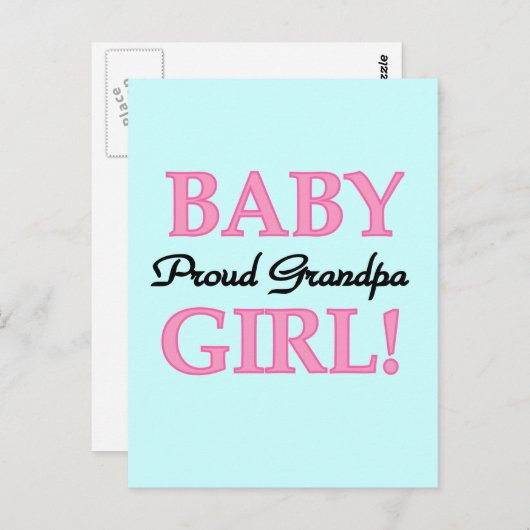 Proud Grandpa Baby Girl T - Shirt und Geschenke Postkarte (Vorne/Hinten)