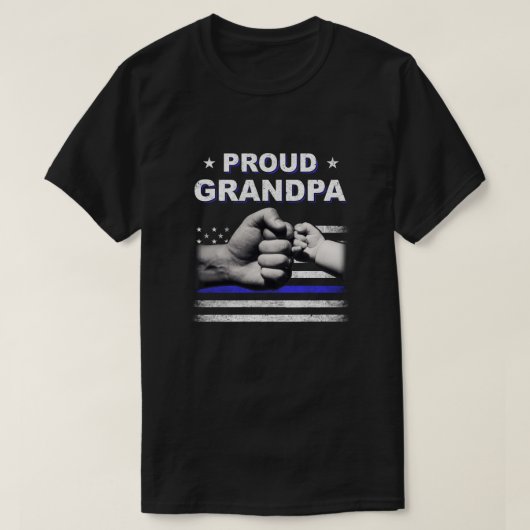 Proud Grandpa Police Thin Blue Line Flaggenflagge T-Shirt (Design vorne)