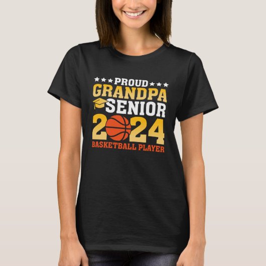 Proud Grandpa Senior Class of 2024 Basketball Play T-Shirt (Vorderseite)
