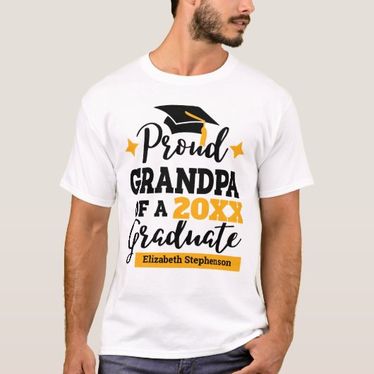 Proud Grandpa von 2022 Graduierte schwarze Goldkap T-Shirt (Vorderseite)