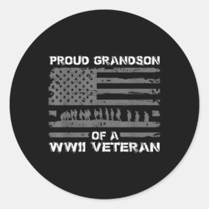 Proud Grandson eines Wwii Veteran T Shirts für Män Runder Aufkleber