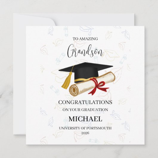 Proud Grandson Graduation Personalized Karte (Vorderseite)