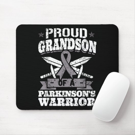 Proud Grandson of A Parkinsons Krieger Pd Awarenes Mousepad (Mit Mouse)