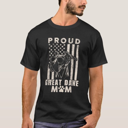 Proud Great Dane Mom American Flag Patriotic Dog O T-Shirt (Vorderseite)