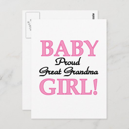 Proud Great Oma Baby Girl Tshirts und Geschenke Postkarte (Vorne/Hinten)