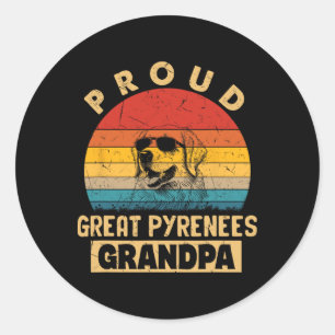 Proud Great Pyrenäen Grandpa Dog gibt Funny Grand Runder Aufkleber