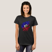 Proud Haitian Root Torn Ripped Haitia Flag T-Shirt (Vorne ganz)