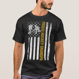 Proud Hockey Opa Vintages amerikanisches Flag Gesc T-Shirt