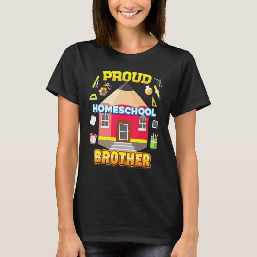 Proud Homeschool Brother Vater Mama Familie Rücken T-Shirt (Vorderseite)