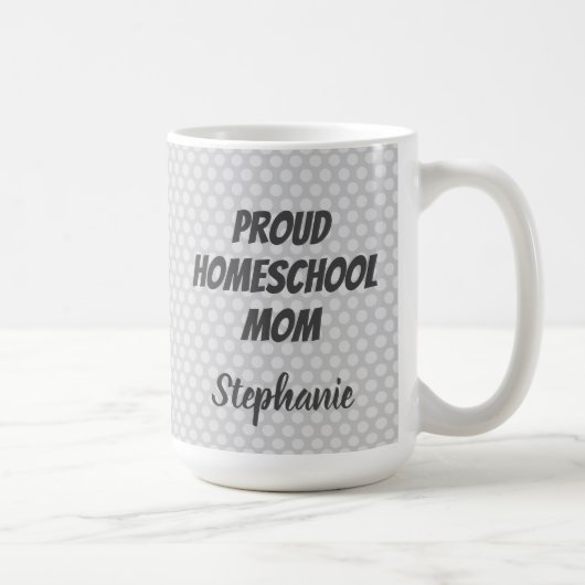 Proud Homeschool Mama Gray Polka Punkte Kaffeetasse (Rechts)