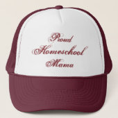 Proud Homeschool Mama White und Maroon Truckerkappe (Vorderseite)