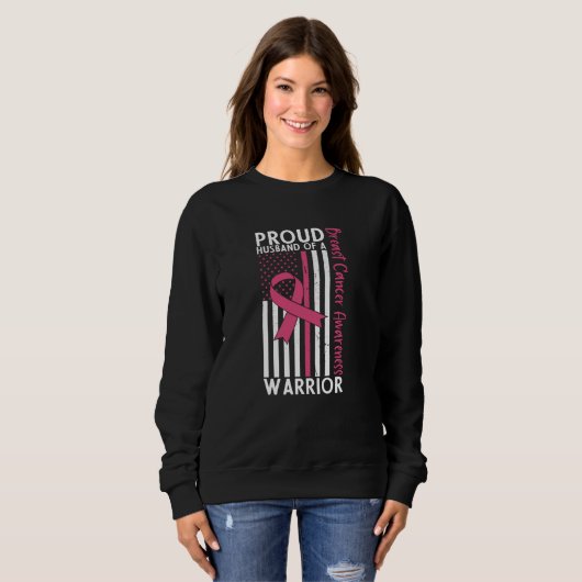 Proud Husband Of A Warrior Breast Cancer Awareness Sweatshirt (Vorne ganz)