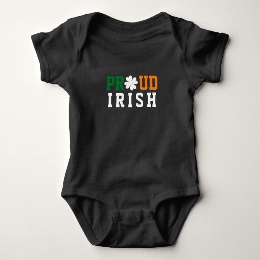 Proud Irish Kleeblatt Lucky Clover Quote St Paddy Baby Strampler (Vorderseite)