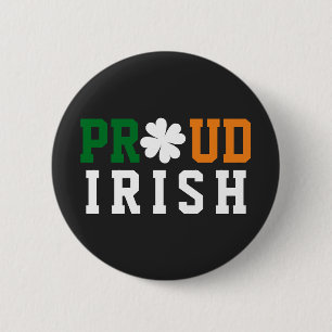 Proud Irish Kleeblatt Lucky Clover Quote St Paddy Button