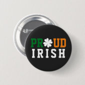Proud Irish Kleeblatt Lucky Clover Quote St Paddy Button (Vorne & Hinten)