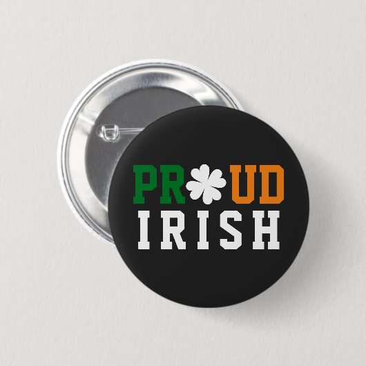 Proud Irish Kleeblatt Lucky Clover Quote St Paddy Button (Vorne & Hinten)