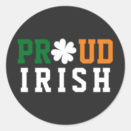 Proud Irish Kleeblatt Lucky Clover Quote St Paddy Runder Aufkleber