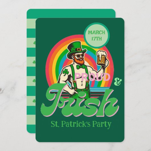 Proud & Irish St Patrick Custom LGBTQ+ Einladung (Vorne/Hinten)