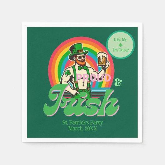 Proud & Irish St Patrick Custom LGBTQ+ Serviette (Vorderseite)