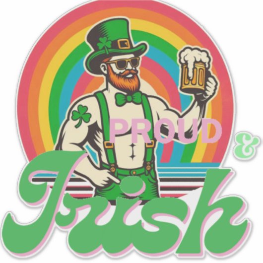 Proud & Irish St Patrick LGBTQ+ Aufkleber (Vorderseite)