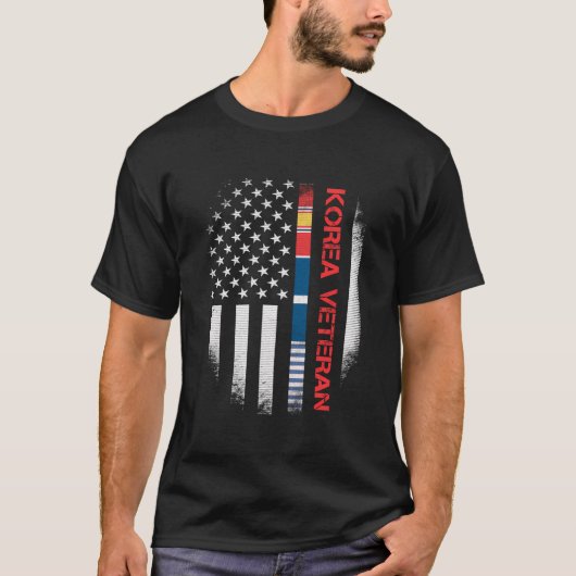 Proud Korea Veteran US Flag T Shirt Koreakrieg Mil (Vorderseite)