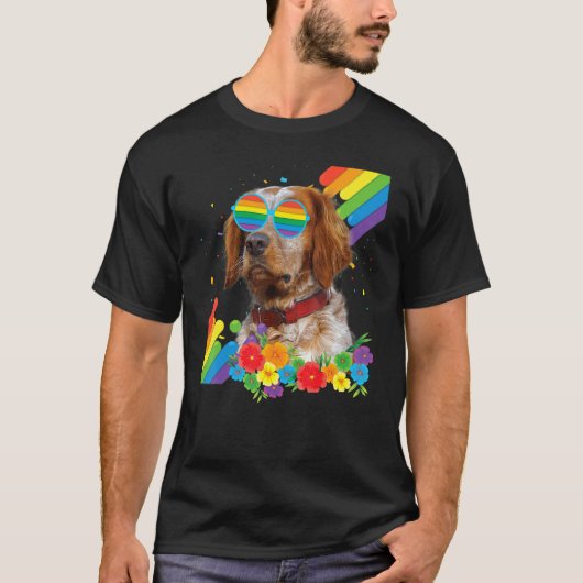 Proud Lgbt Gay Brittany Spaniel Dog Pride Flag Rai T-Shirt (Vorderseite)
