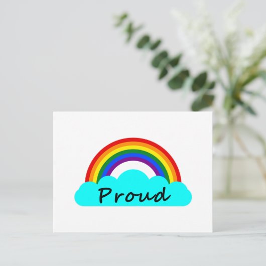 Proud - LGBT Rainbow Postkarte (Stehend Vorderseite)
