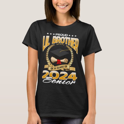 Proud Lil Bruder einer Klasse von 2024 Senior T-Shirt (Vorderseite)