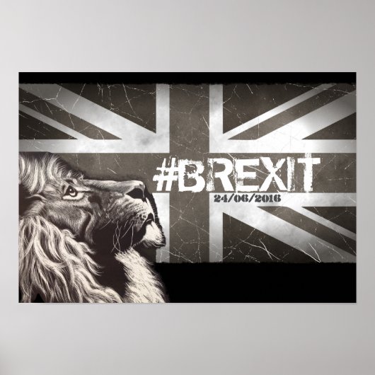 Proud Lion #Brexit Anpassen des Datums 24/06/2016 Poster (Vorne)