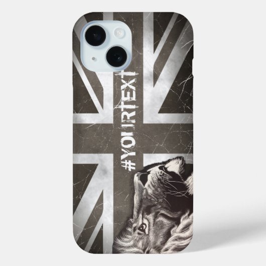 Proud Lion Union Jack Patriotic Custom Text Case-Mate iPhone Hülle (Rückseite)